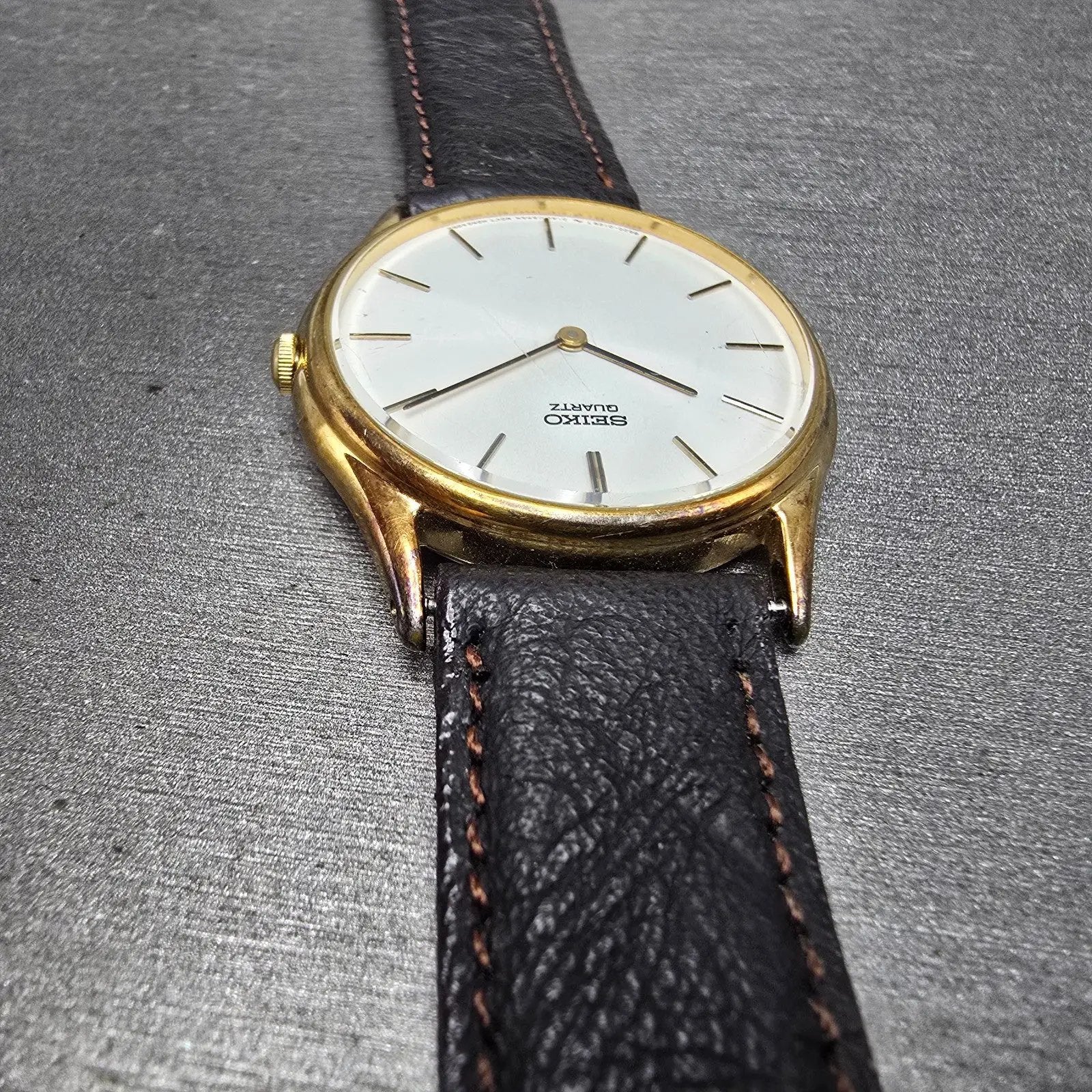 Seiko Watch Men 32mm White Dial Gold Tone Round 8620-0019 PARTS Vintage5