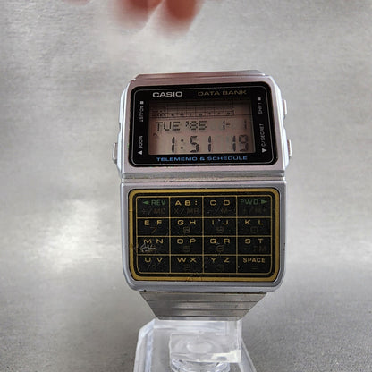 Casio Calculator Watch Men 33mm Digital Silver Tone Alarm Chrono DBC610 New Bat5