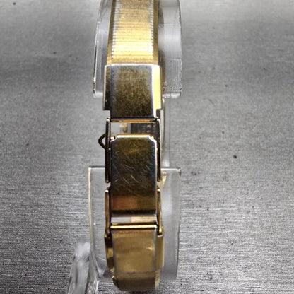 Seiko Watch Women 11mm Gold Dial Gold Tone Rectangle 1320-5049 New Battery VTG7