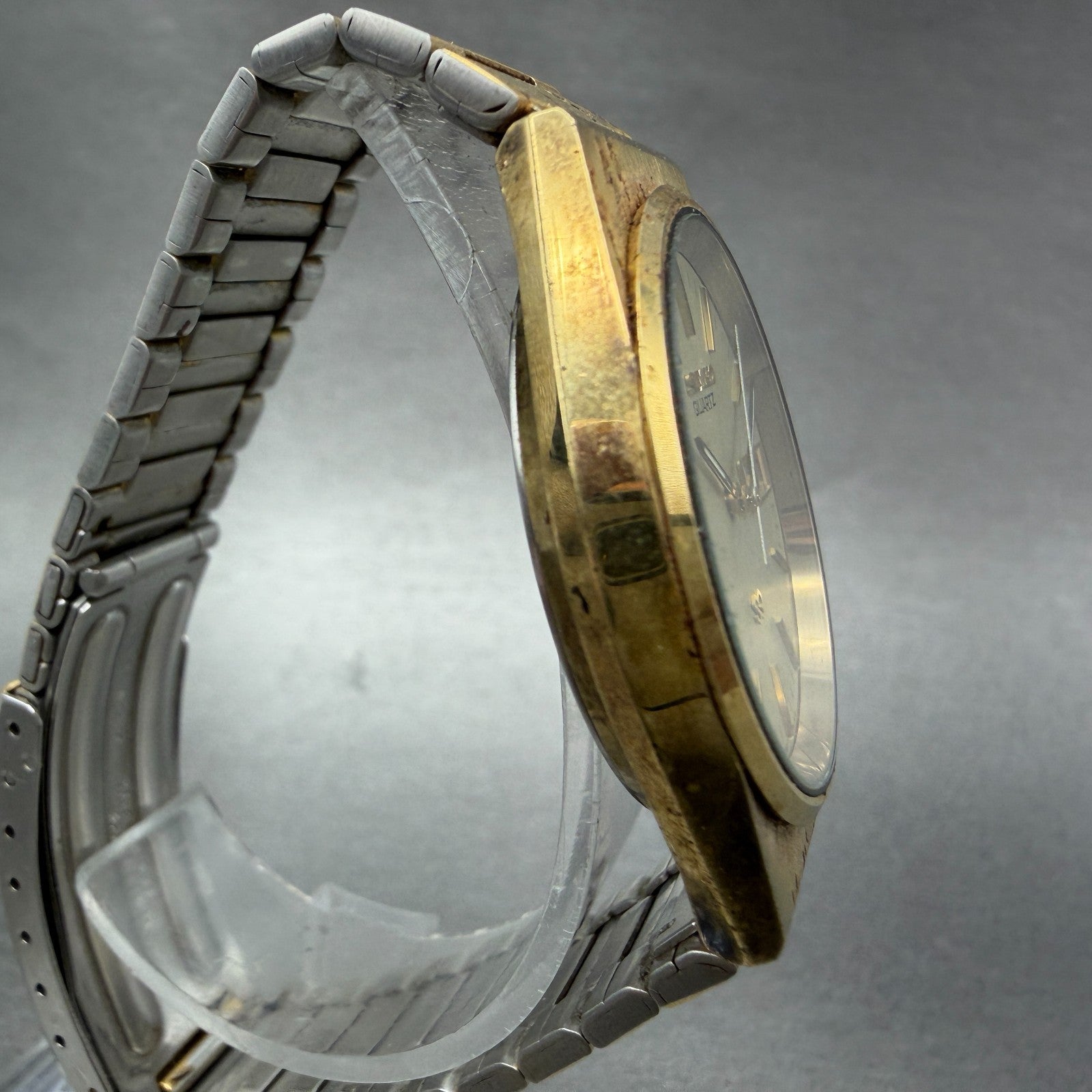 Seiko SQ Watch Men 35mm Champagne Dial Gold Tone Daydate 8123-7040 New Battery3