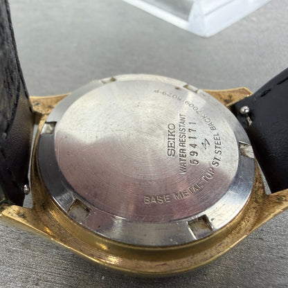 Seiko Automatic Watch Men 37mm Champagne Dial Gold Tone Daydate 7009-8029 Runs9