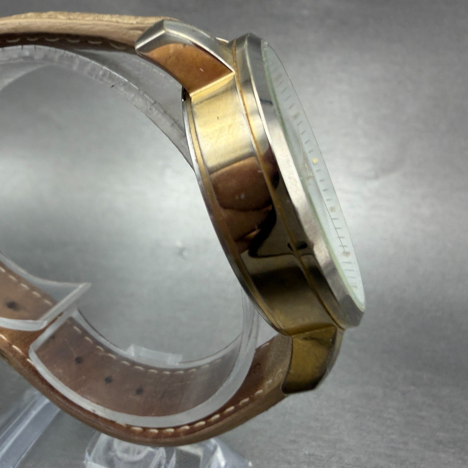 MVMT Boulevard Watch Women 38mm MOP Dial Gold Tone Date Leather New Battery3