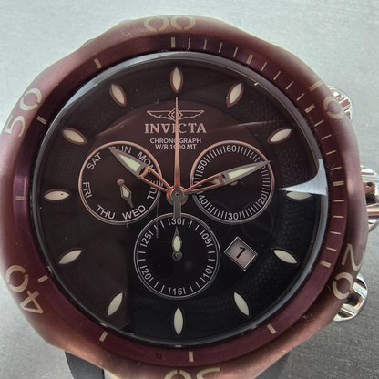 Invicta Venom Chronograph Watch Men 50mm Black Dial Silver Tone 26662 NewBattery1