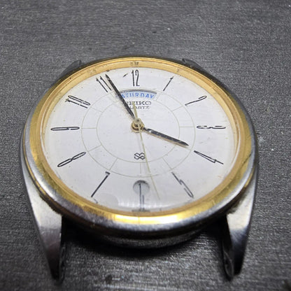 Seiko SQ Watch Men 36mm White Dial Two Tone Daydate Round 5Y23-8289 PARTS3