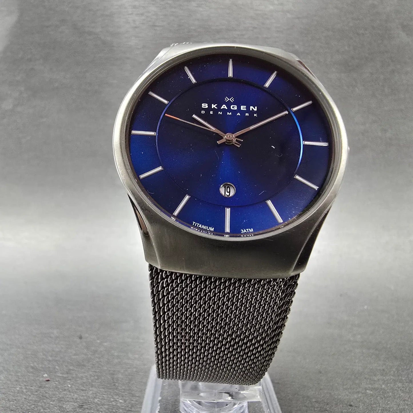 Skagen Watch Men 39mm Blue Dial Silver Tone Date Round 956XLTTM PARTS6