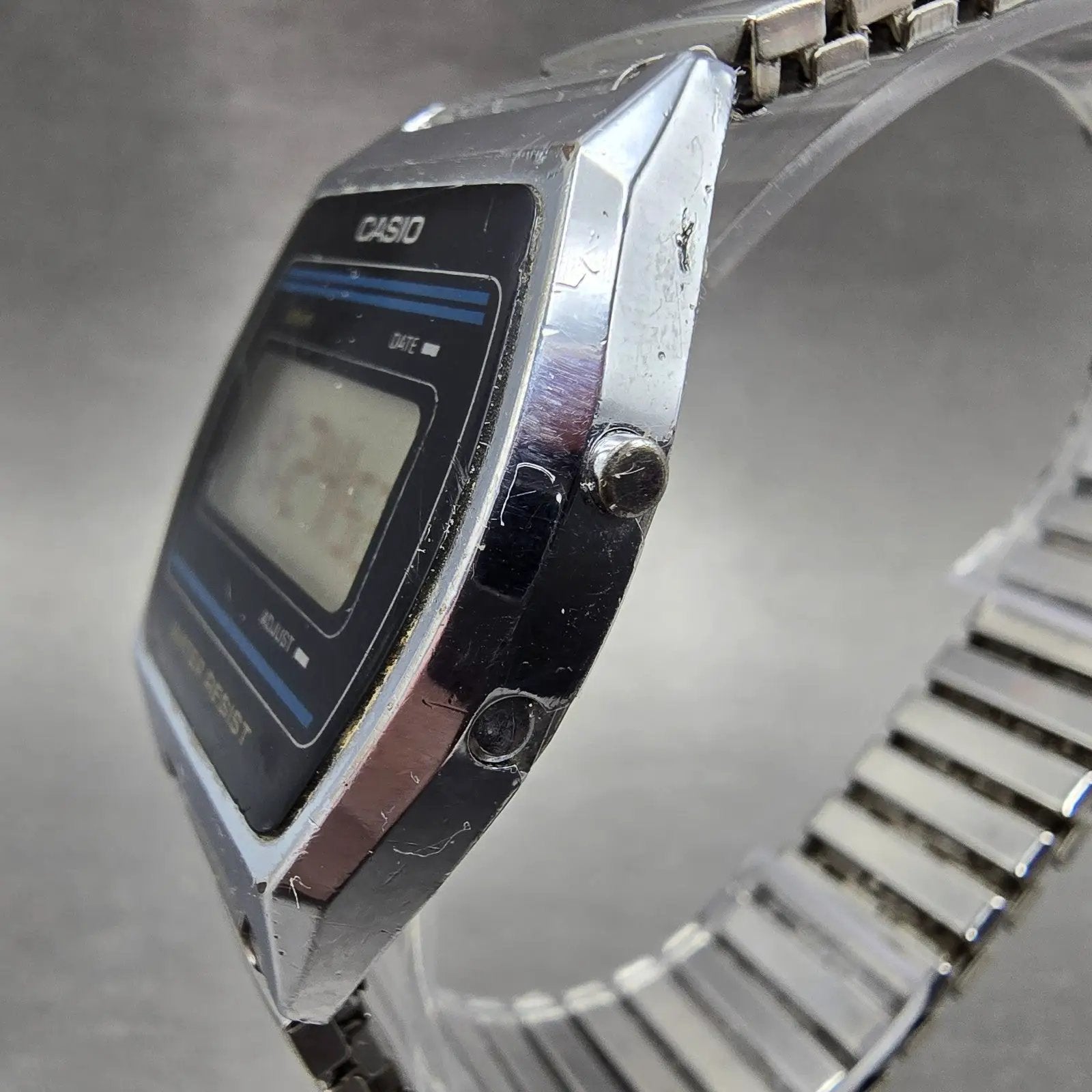Casio B612W Watch Men 35mm Digital Silver Tone Date Hexagon New Battery VTG LKLK2