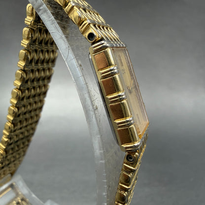 Seiko Tank Watch Women 12mm Champagne Dial Gold Tone 2e20-5079 New Battery HN45