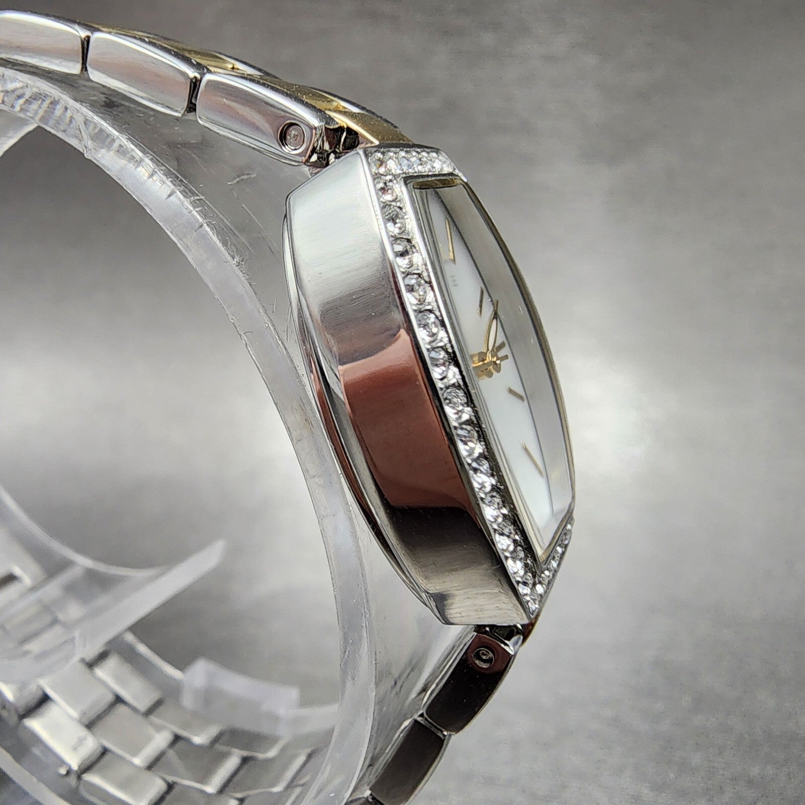 Bulova Caravelle Watch Women 18mm MOP Dial Two Tone Steel Rectangle 45L1683