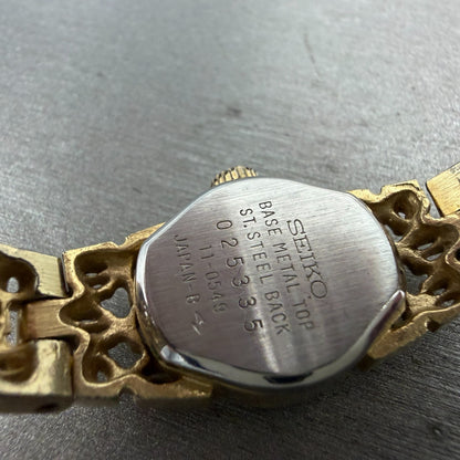 Seiko Watch Women 16mm Champagne Dial Gold Tone Manual Round 11-0549 Runs VTG9