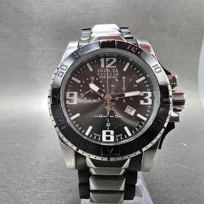 Invicta Reserve Chronograph Watch Men 49mm Black Dial Steel Date 5677 NewBattery5