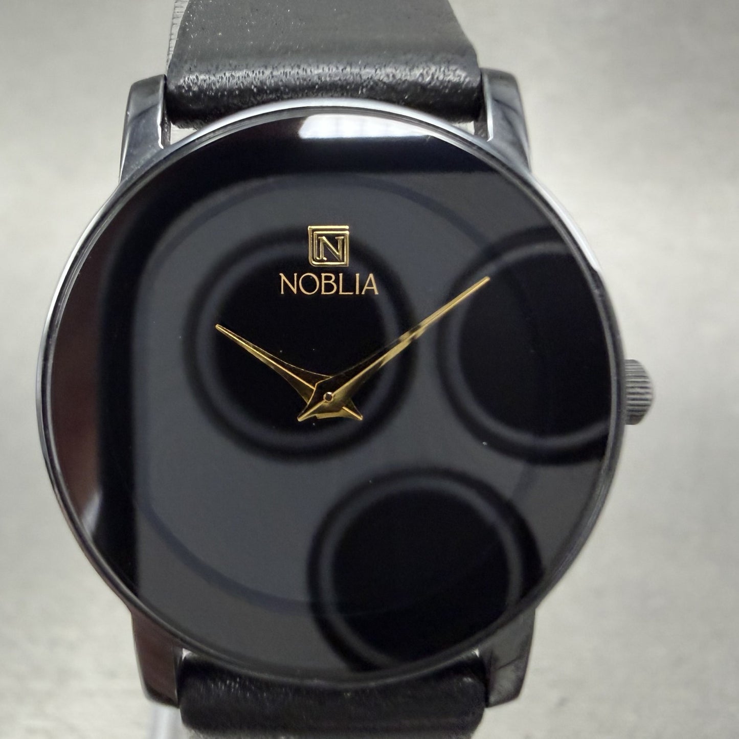 Citizen Noblia Watch Women 24mm Black Dial Black Tone Round  Leather Band PARTS2