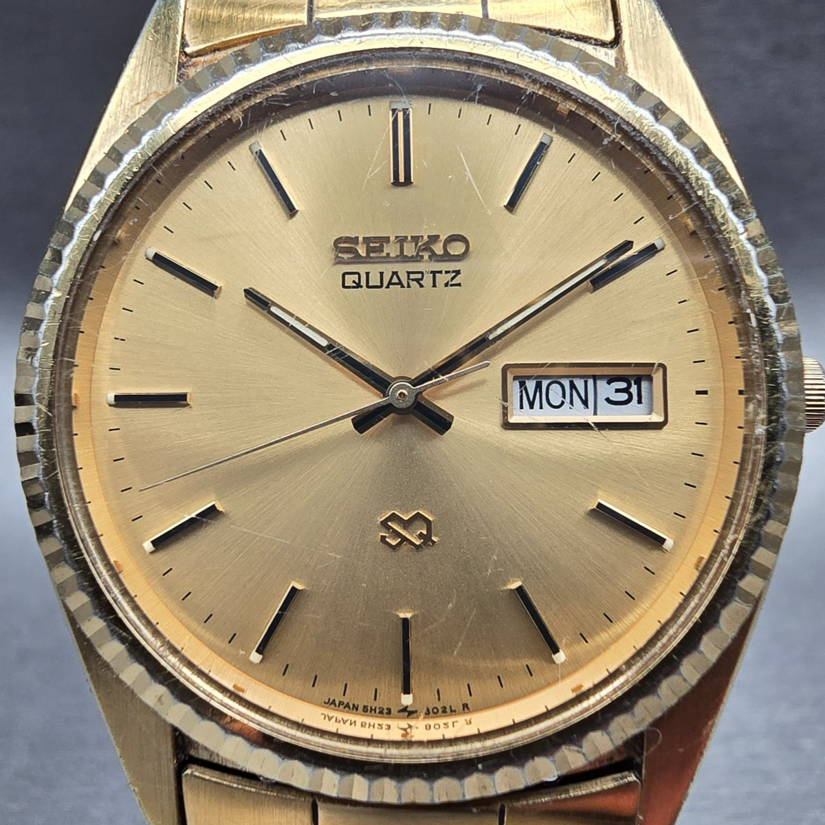 Seiko President Watch Men 35mm Gold Dial Gold Tone Daydate 5H23-8020 New Battery1