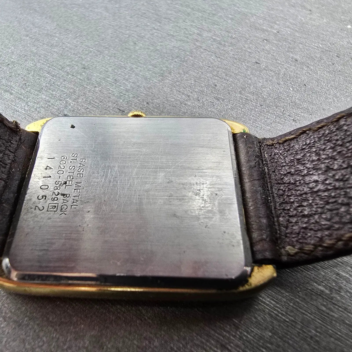 Seiko Lassale Tank Watch Men 27mm Gold Dial Gold Rectangle 6020-5829 PARTS VTG10