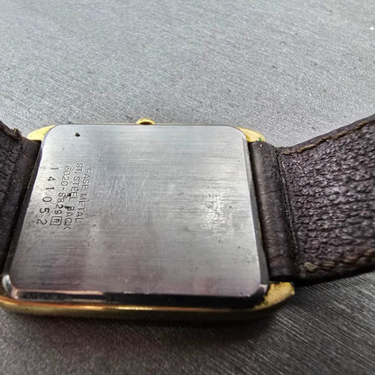 Seiko Lassale Tank Watch Men 27mm Gold Dial Gold Rectangle 6020-5829 PARTS VTG10