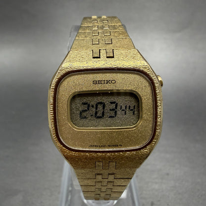 Seiko Digital Watch Women 23mm Champagne Dial Gold Tone L221-5059 New Battery0