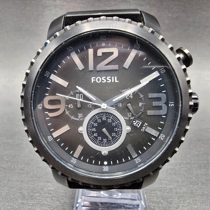 Fossil Chronograph Watch Men 50mm Black Dial Black Tone READ!!!!! JR-1252 NewBat0