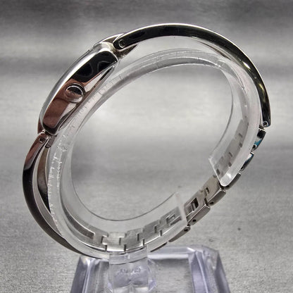Bulova Watch Women 17mm Black Dial Silver Tone Rectangle 96T03 New Battery6