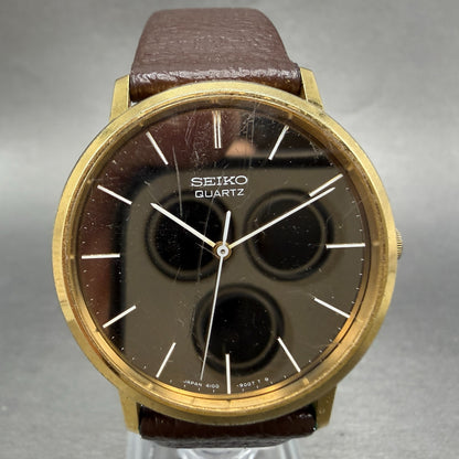 Seiko Watch Men 34mm Gold Mirror Dial Gold Tone Round 4100-9007 New Battery0