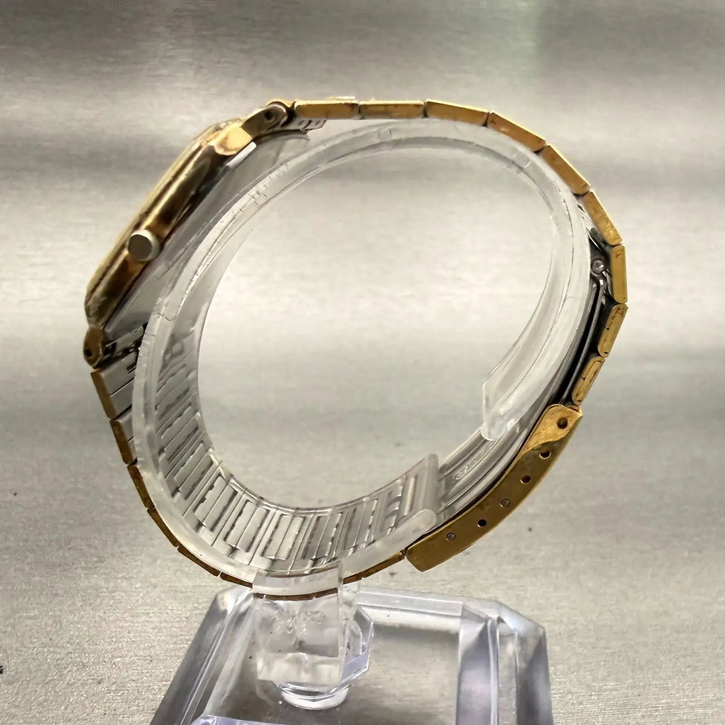 Citizen CQ Watch Men 30mm Gold Dial Gold Tone Rectangle 7923 Vintage New Battery6
