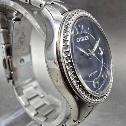 Citizen Silhouette Eco-Drive Watch Women 29mm Blue Dial Steel Date FE1140-86L JP3