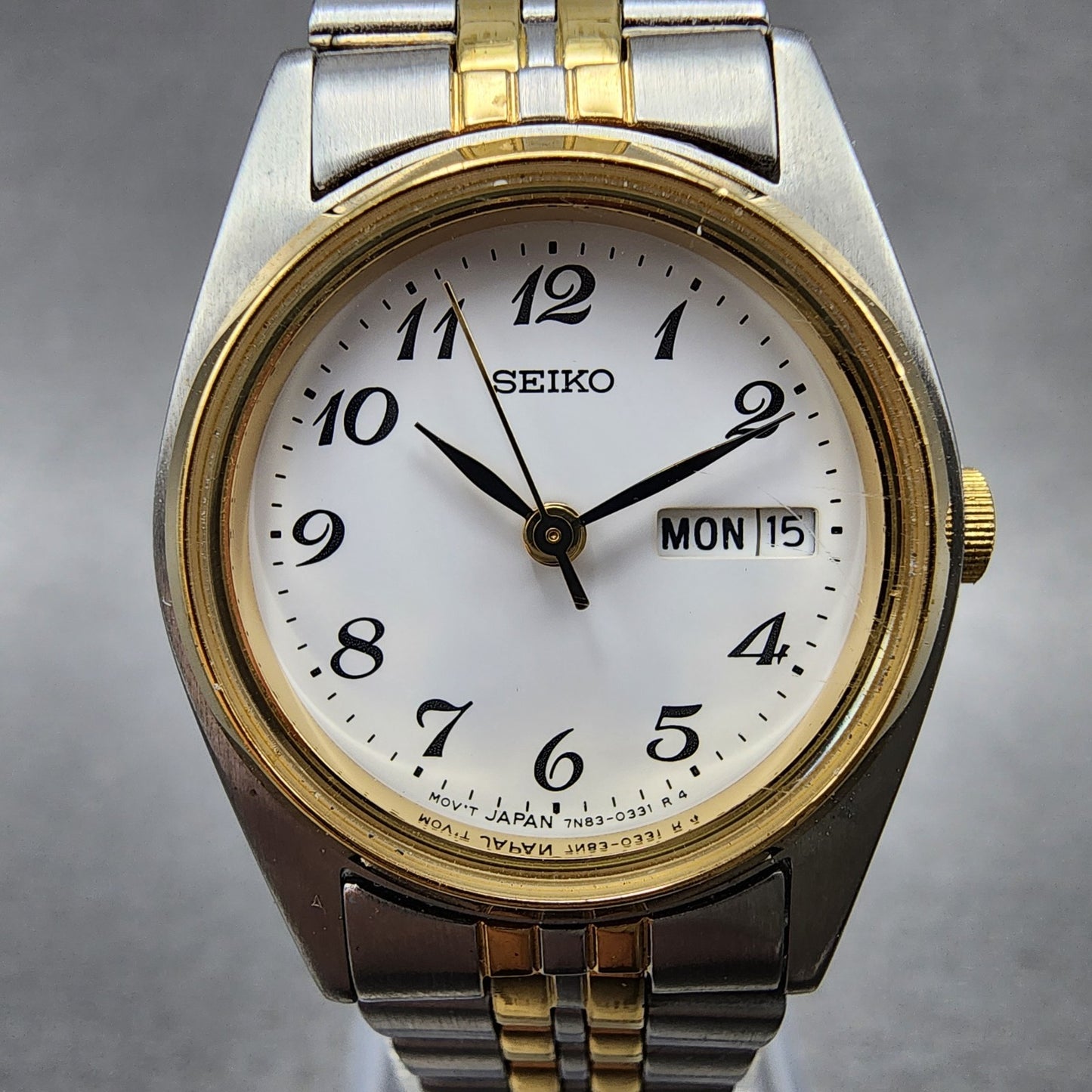 Seiko Watch Women 24mm White Dial Two Tone Daydate Round 7N830011 New Battery1