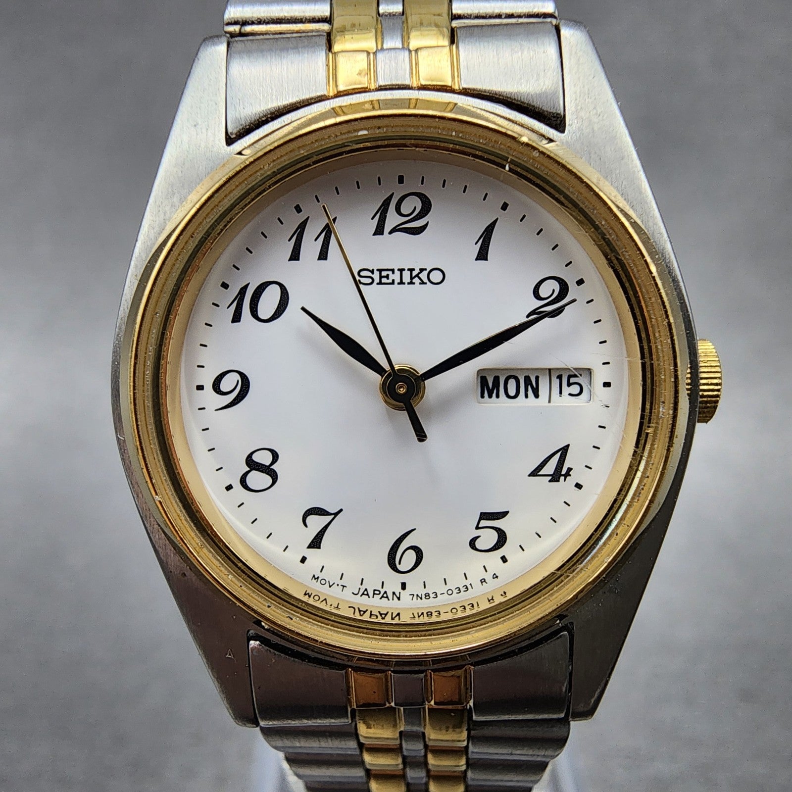 Seiko Watch Women 24mm White Dial Two Tone Daydate Round 7N830011 New Battery1