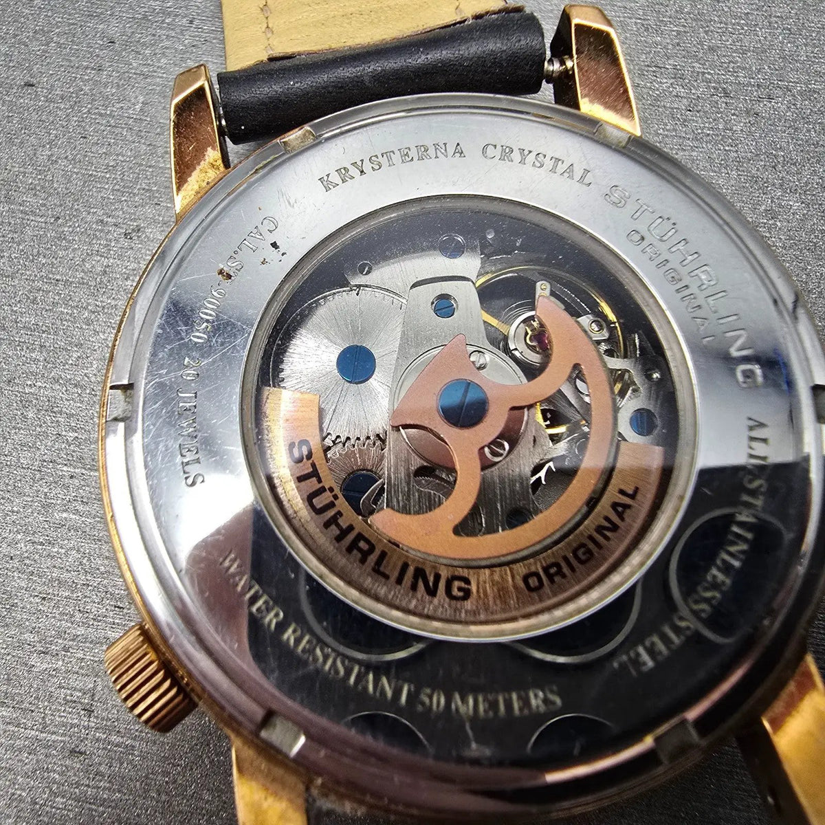 Stührling Automatic Skeleton Watch Men 44mm White Dial Rose Gold ST-90050 PARTS7