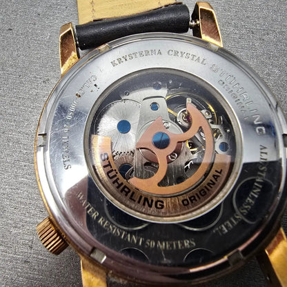 Stührling Automatic Skeleton Watch Men 44mm White Dial Rose Gold ST-90050 PARTS7