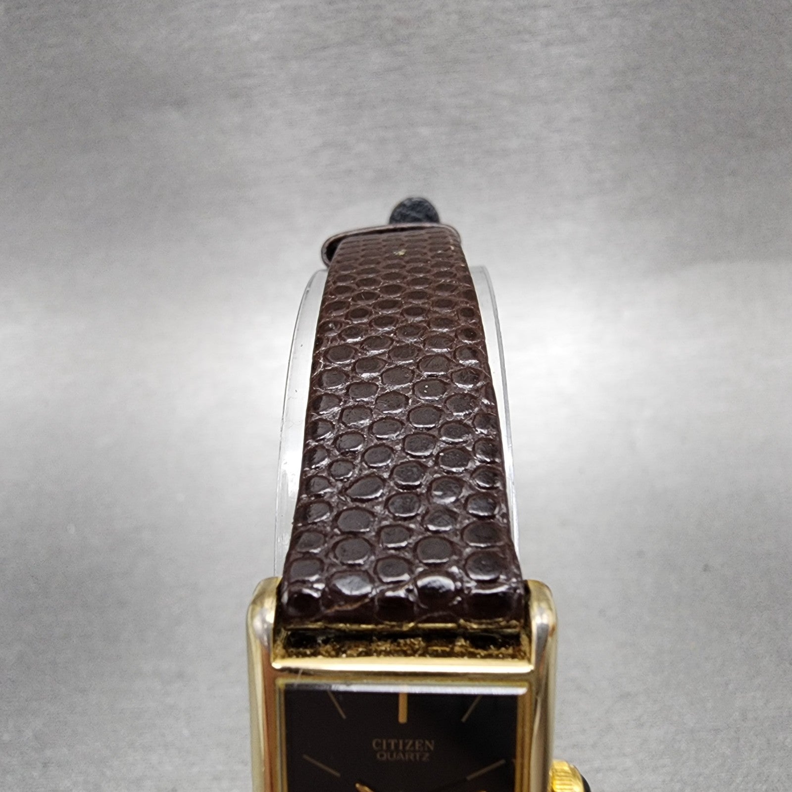 Citizen CQ Tank Watch Women 16mm Black Dial Gold Tone 3220945174 New Battery4