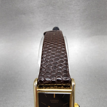Citizen CQ Tank Watch Women 16mm Black Dial Gold Tone 3220945174 New Battery4
