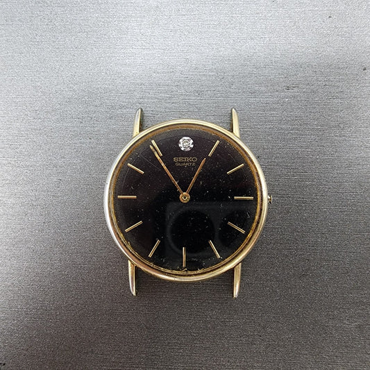 Seiko Watch Men 31mm Black Dial Gold Tone Round 5y307000 New Battery READ!!!!!!0