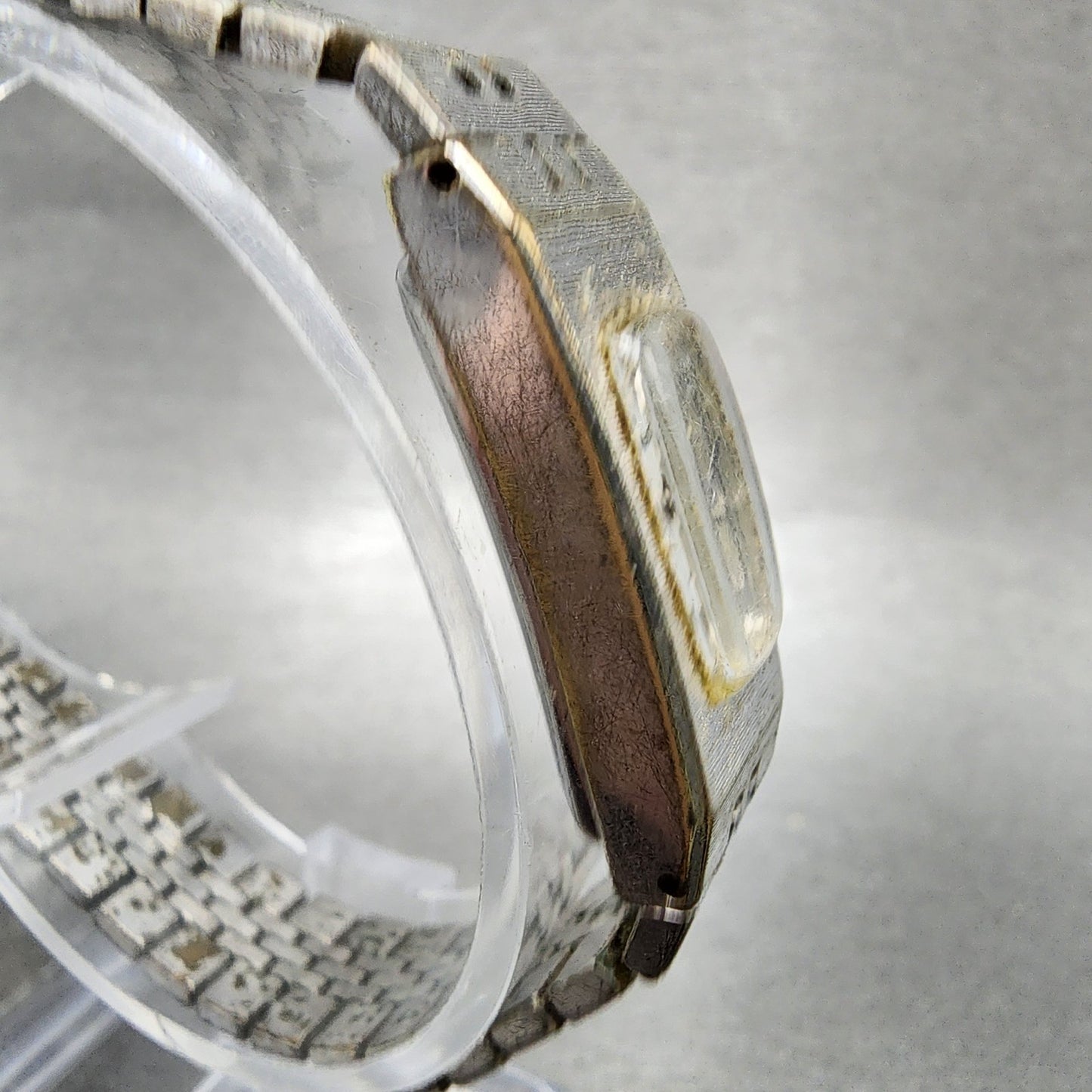 Seiko Tank Watch Women 12mm Silver Dial Silver Tone Rectangle Manual Wind Runs3
