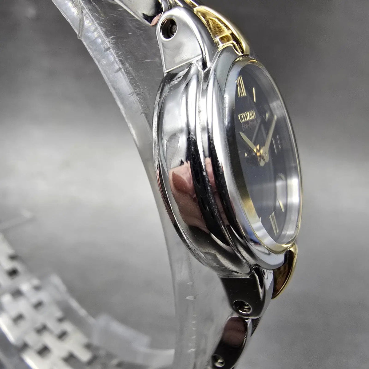 Citizen Eco-Drive Watch Women 21mm Black Dial Two Tone Round B023-S056501 Runs G3