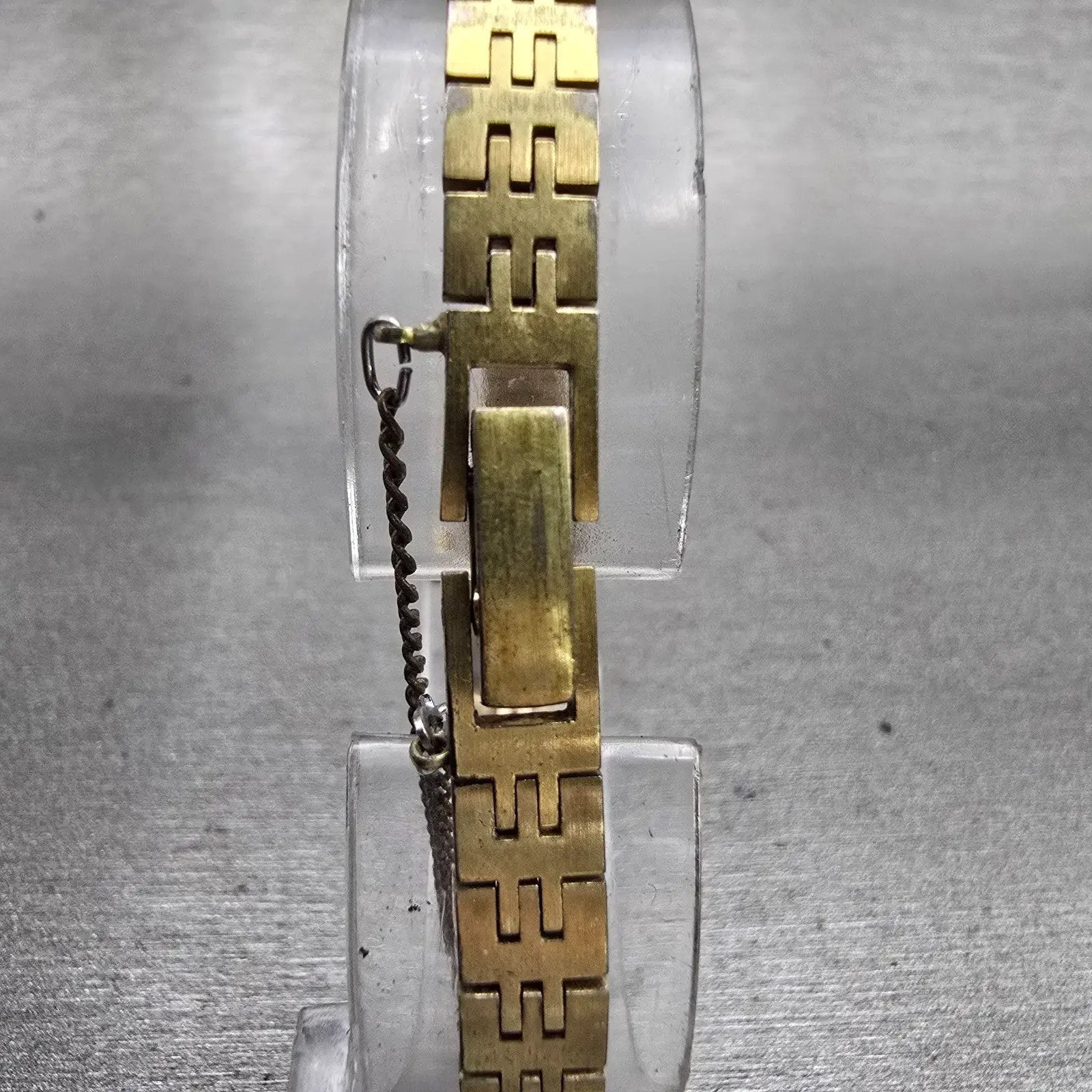 Seiko Watch Women 12mm Gold Dial Gold Tone Rectangle 1320-5029 New Battery VTG F7