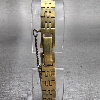 Seiko Watch Women 12mm Gold Dial Gold Tone Rectangle 1320-5029 New Battery VTG F7