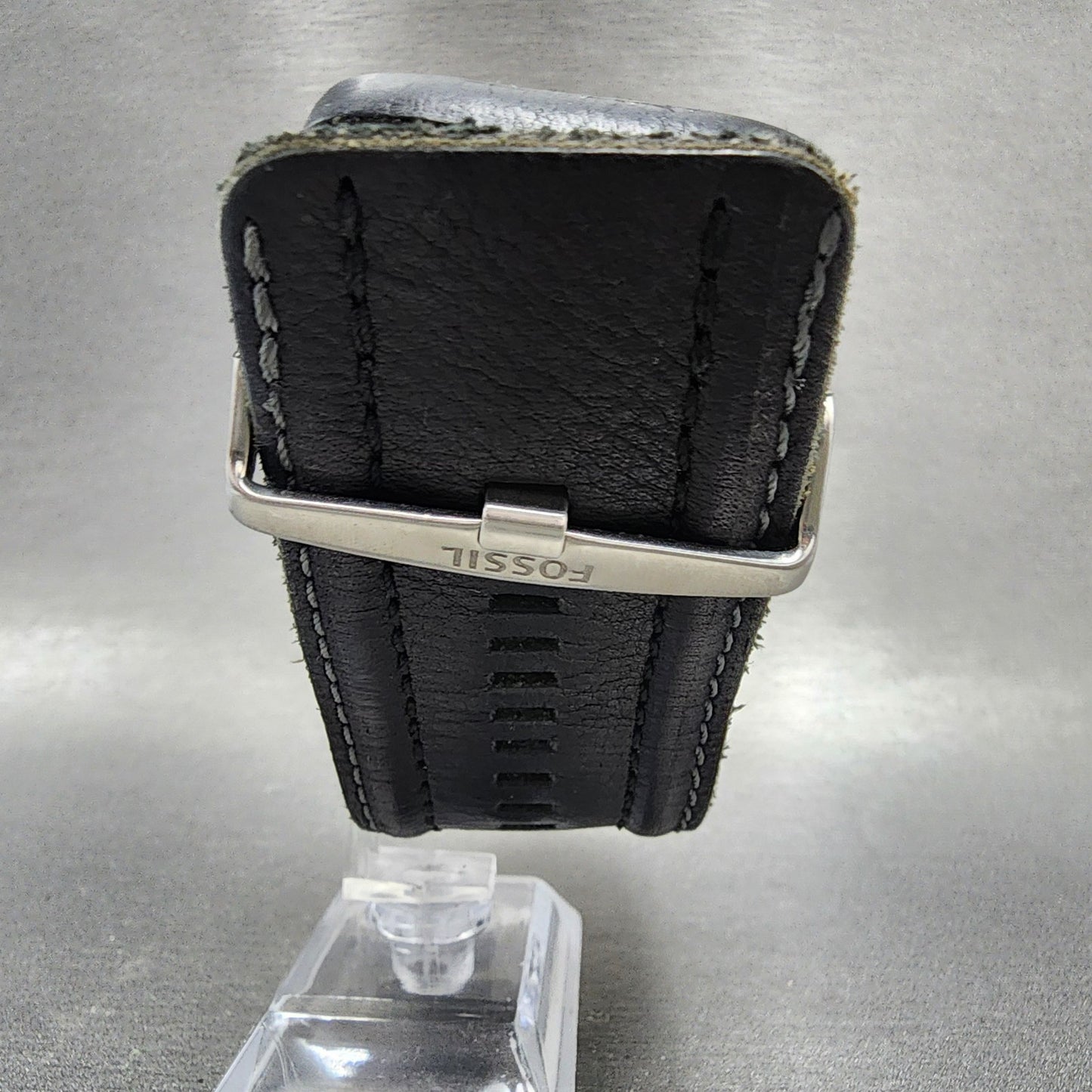 Fossil Watch Men 38mm Gray Dial Silver Tone Date Rectangle JR1054 New Battery7