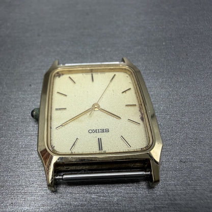 Seiko Tank Watch Men 27mm Cream Dial Gold Tone Rectangle 5E31-5A50 PARTS5