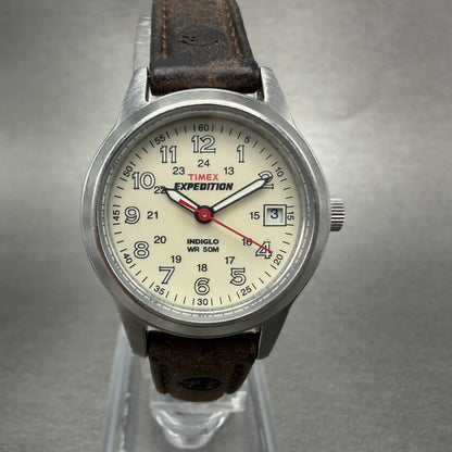 Timex Expedition Watch Women 26mm Cream Dial Silver Tone Round New Battery KL1230
