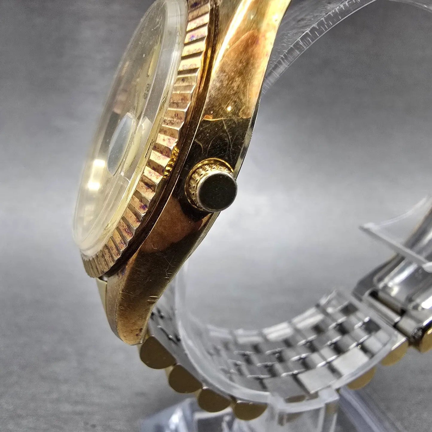 Gruen President Watch Men 36mm Champagne Dial Gold Tone Daydate Round PARTS VTG3