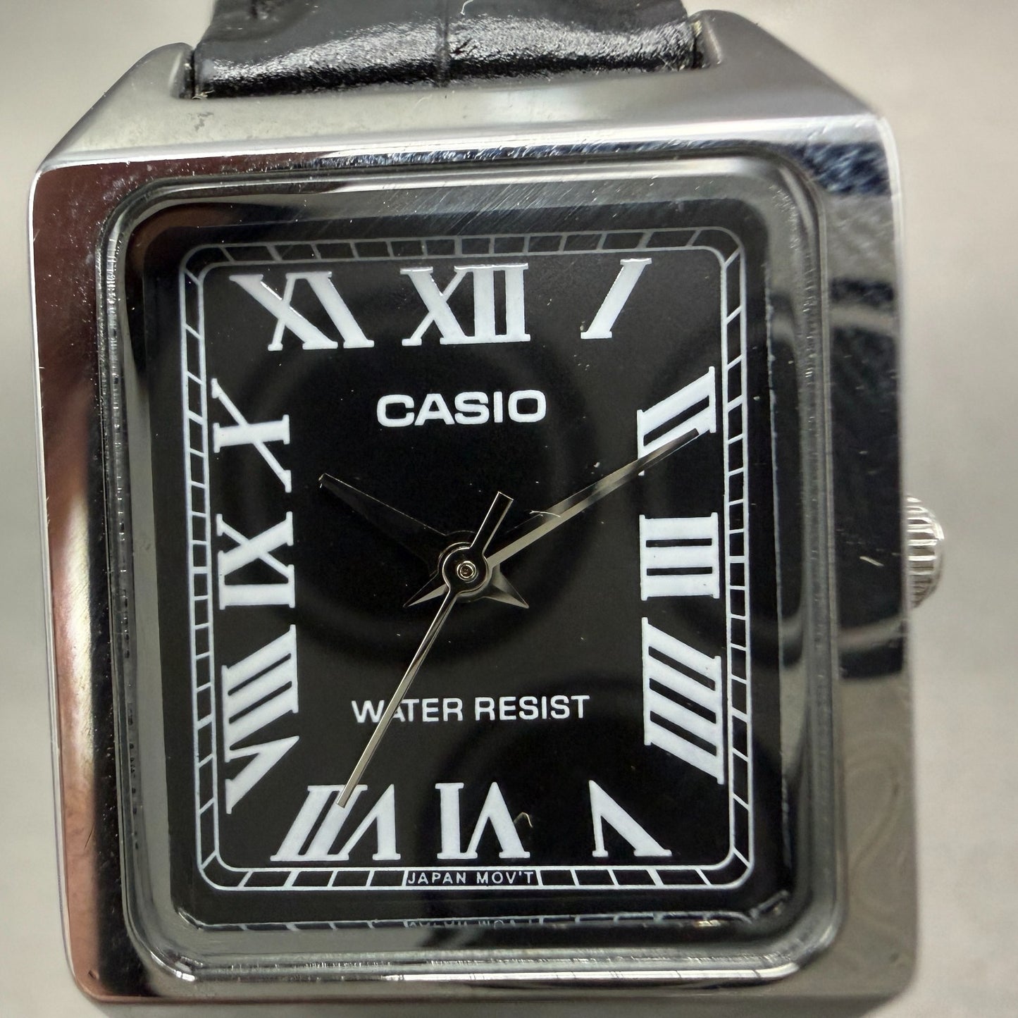 Casio Tank Watch Women 22mm Black Dial Silver Tone Rectangle LTP-V007 NewBatt T31