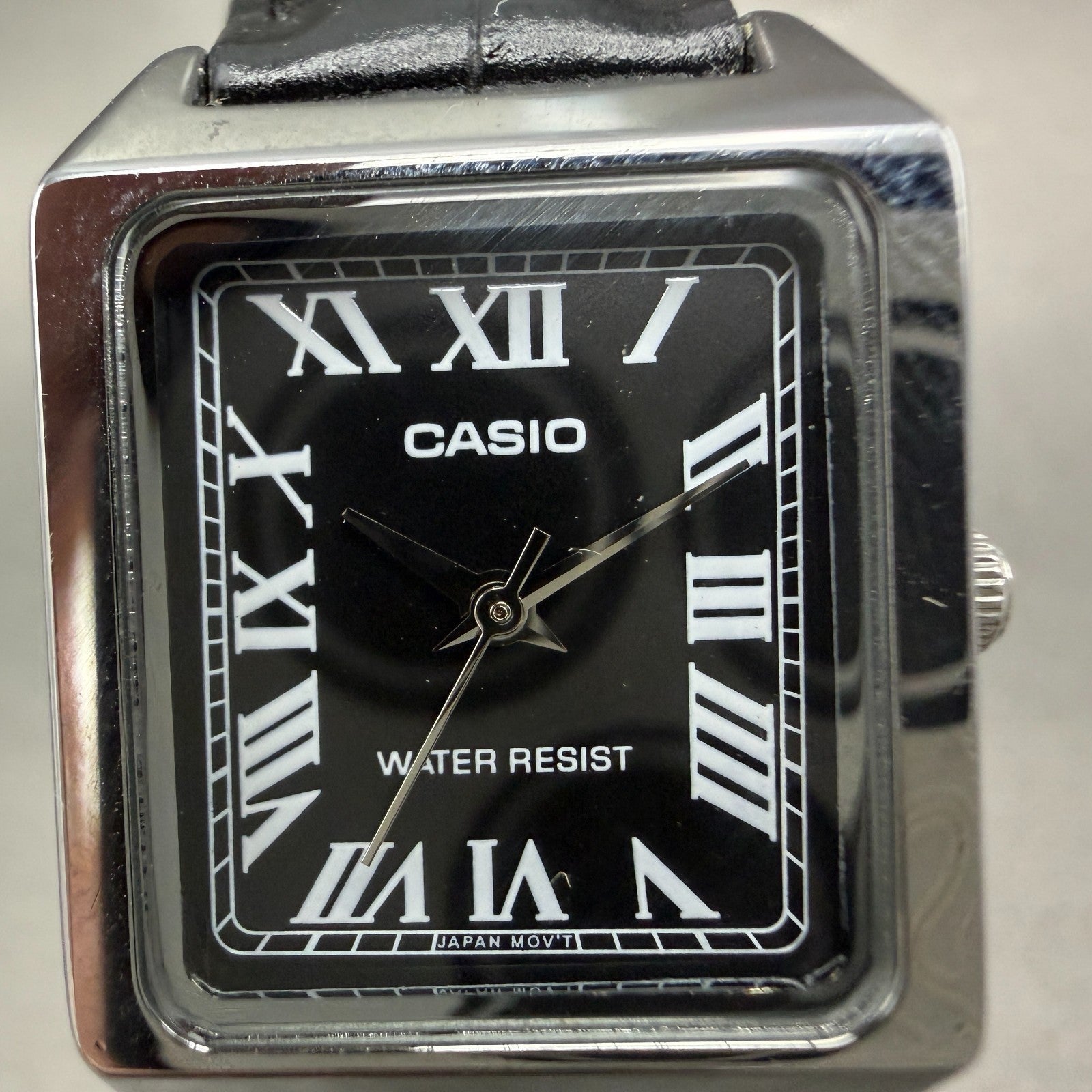 Casio Tank Watch Women 22mm Black Dial Silver Tone Rectangle LTP-V007 NewBatt T31