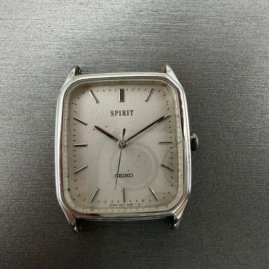 Seiko Spirit Tank Watch Men 27mm Silver Dial Silver Tone 5E31-5B50 PARTS0