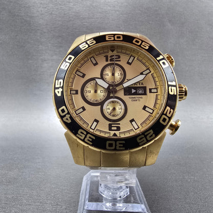 Invicta Chronograph Dive Watch Men 46mm Champagne Dial Gold Tone Date New Batt5