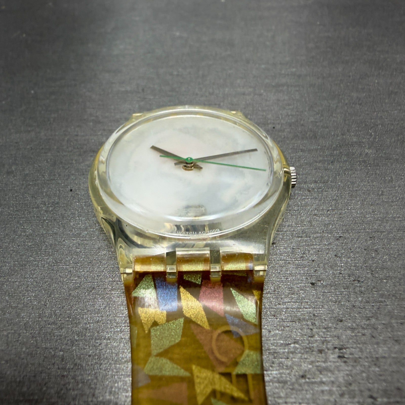 Swatch Watch Unisex 34mm White Dial Clear Case Celebrate time New Battery3