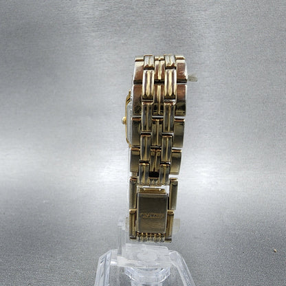 Seiko Tank Watch Women 18mm Champagne Dial Gold Tone V4015650 New Battery7