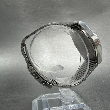 Seiko Alba Watch Men 37mm Black Dial Silver Tone Daydate V743-0a20 New Battery 48