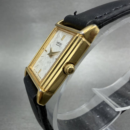 Seiko Tank Watch Women 17mm White Dial Gold Tone Rectangle 1N005k89 New Battery2