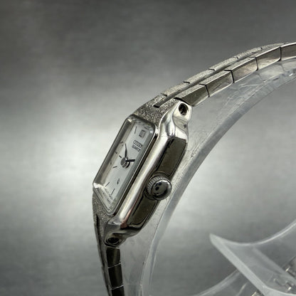 Citizen CQ Watch Women 13mm Silver Dial Silver Tone Rectangle New Battery ABCnjh2