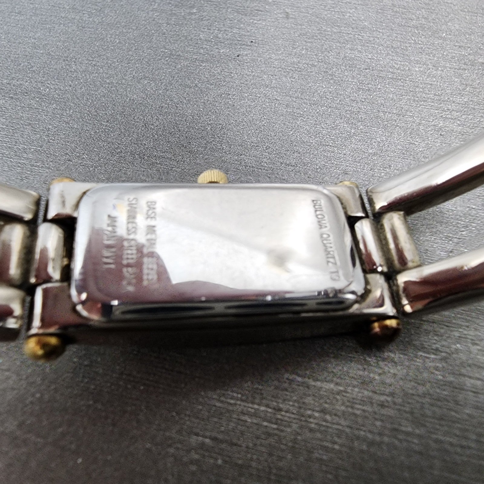 Bulova Tank Watch Women 14mm White Dial Two Tone Rectangle 98t14 New Battery9