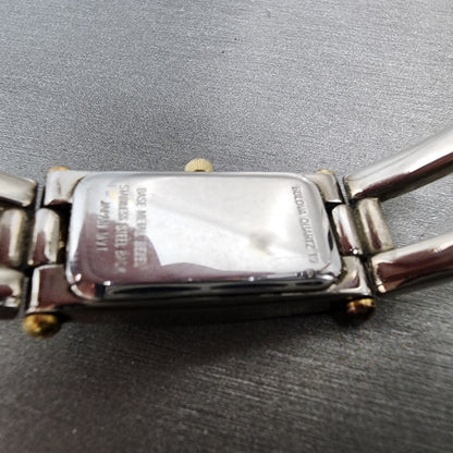 Bulova Tank Watch Women 14mm White Dial Two Tone Rectangle 98t14 New Battery9